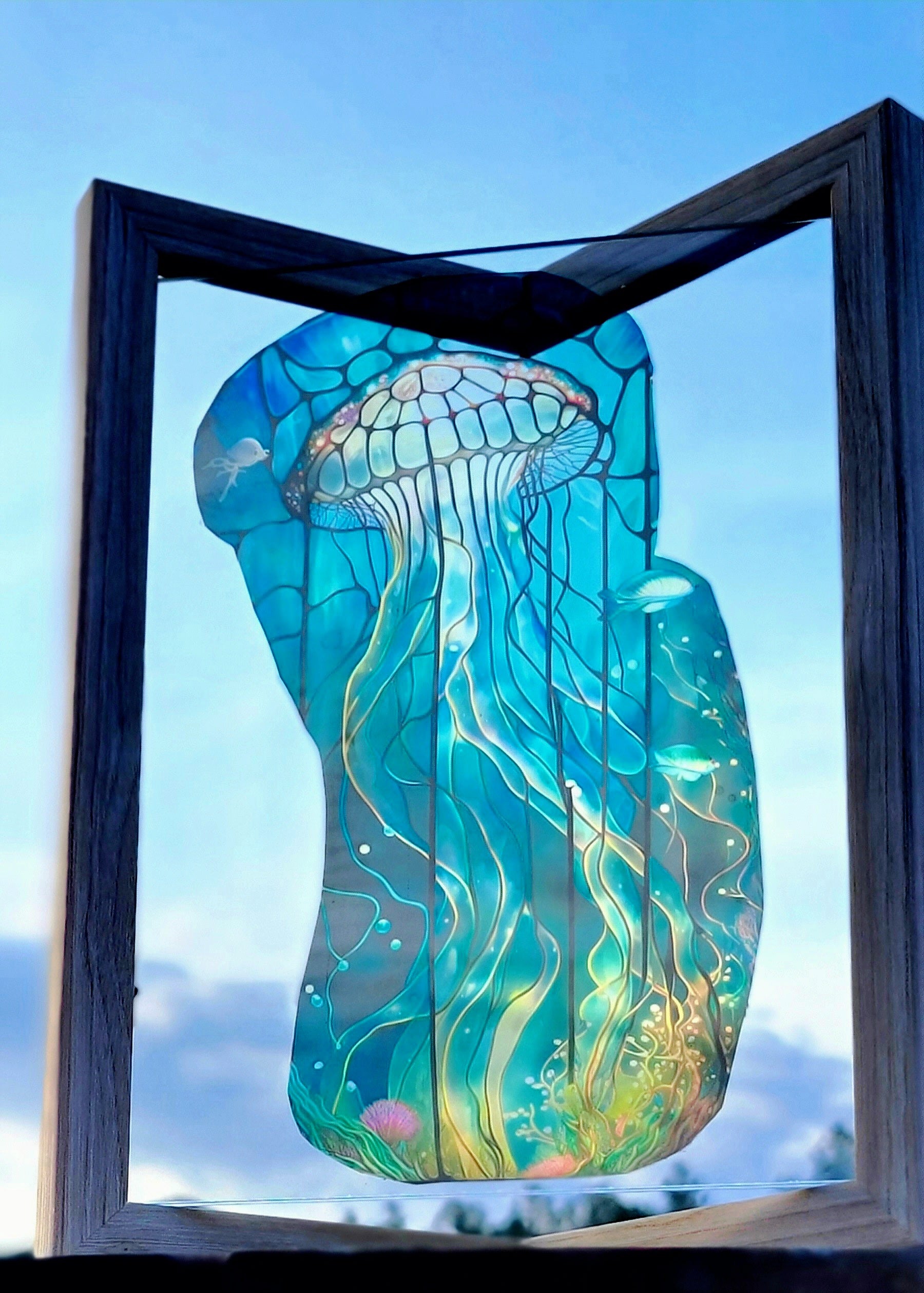 Jellyfish Stained Glass 8x10 Frame - Thrice Exceptional